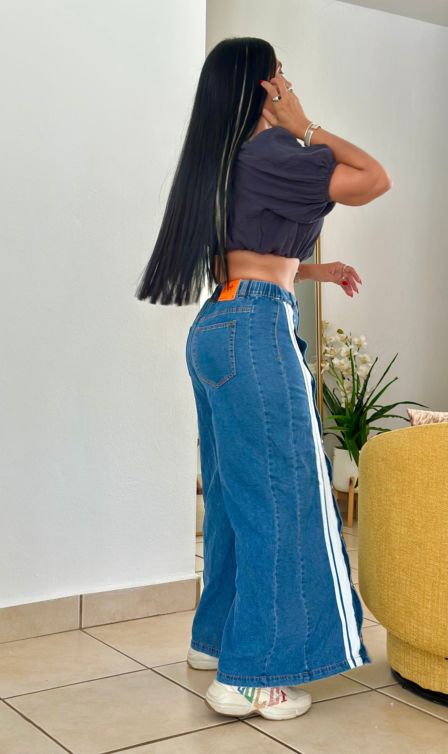 Posianna Oversized Spandex Wide Leg Jeans