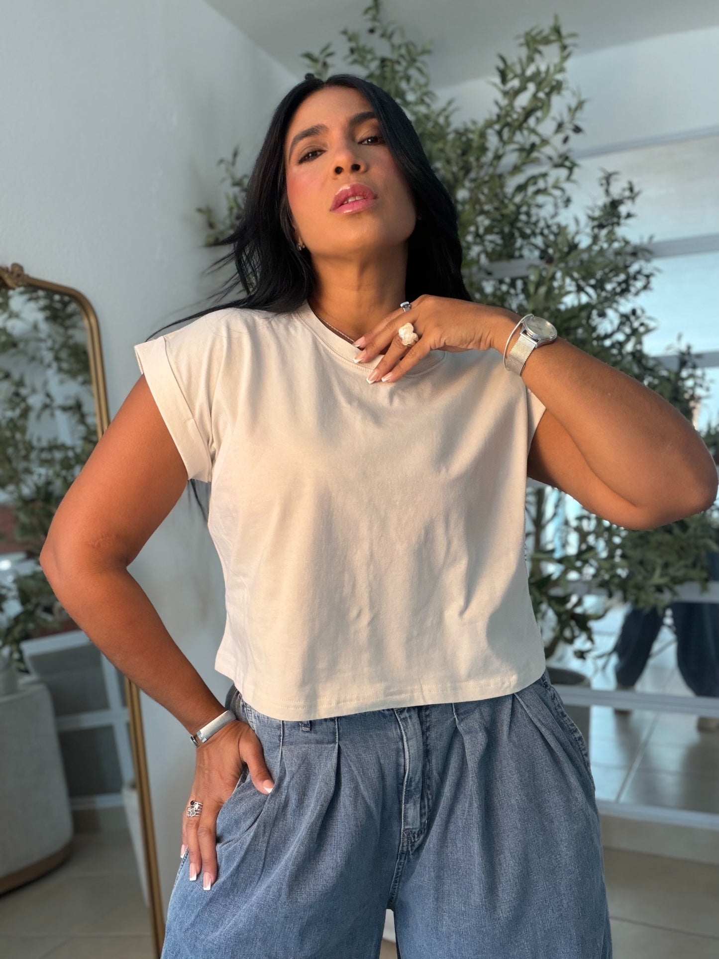 Bone White (casi como beige) Oversized Style Basic Top (SOLD OUT)