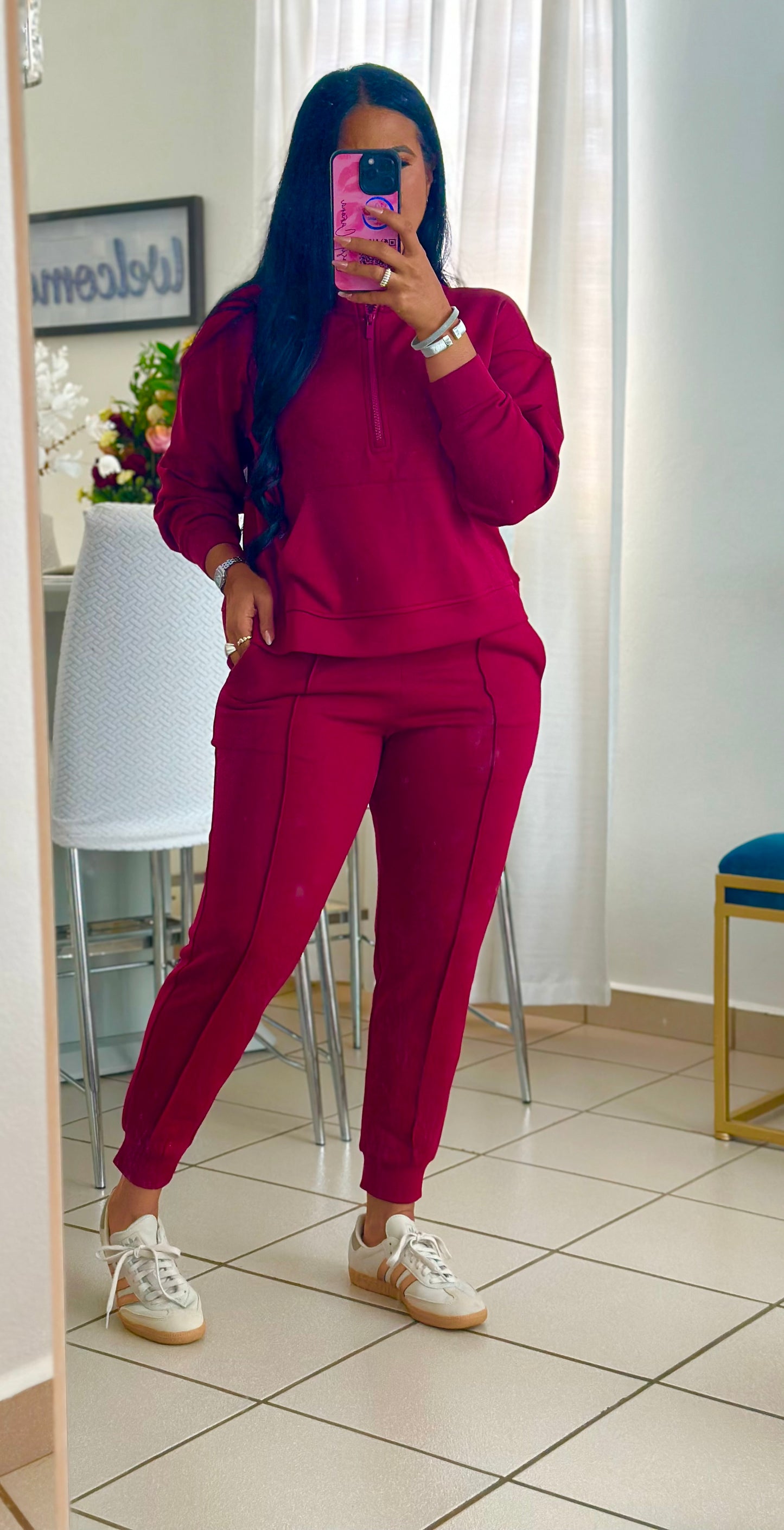 Pompeya Brasil Burgundy Spandex Jogger Set (Premium)