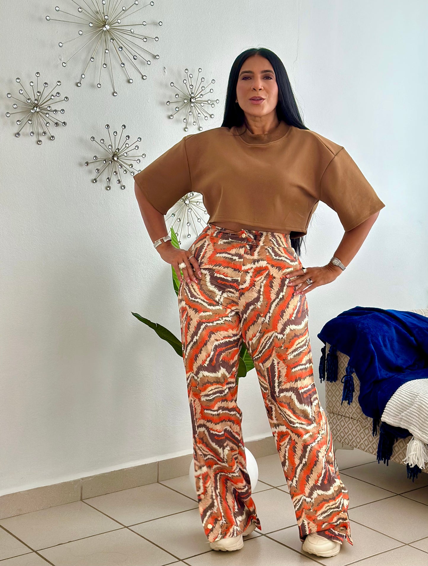 Cali Spandex Multicolor Wide Leg Pants (tiene bolsillos, liviano, bien cómodo y expandible)