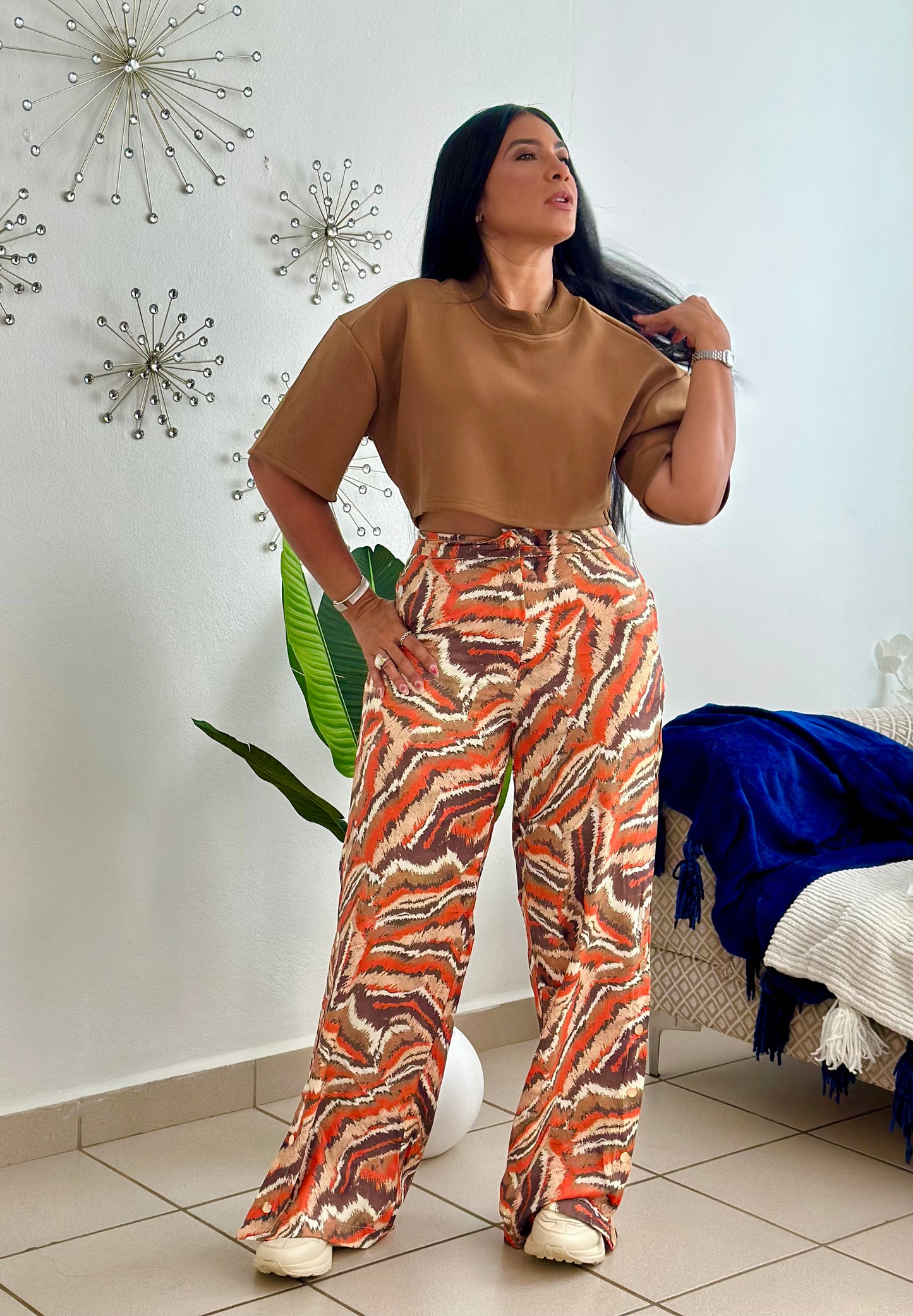 Cali Spandex Multicolor Wide Leg Pants (tiene bolsillos, liviano, bien cómodo y expandible)