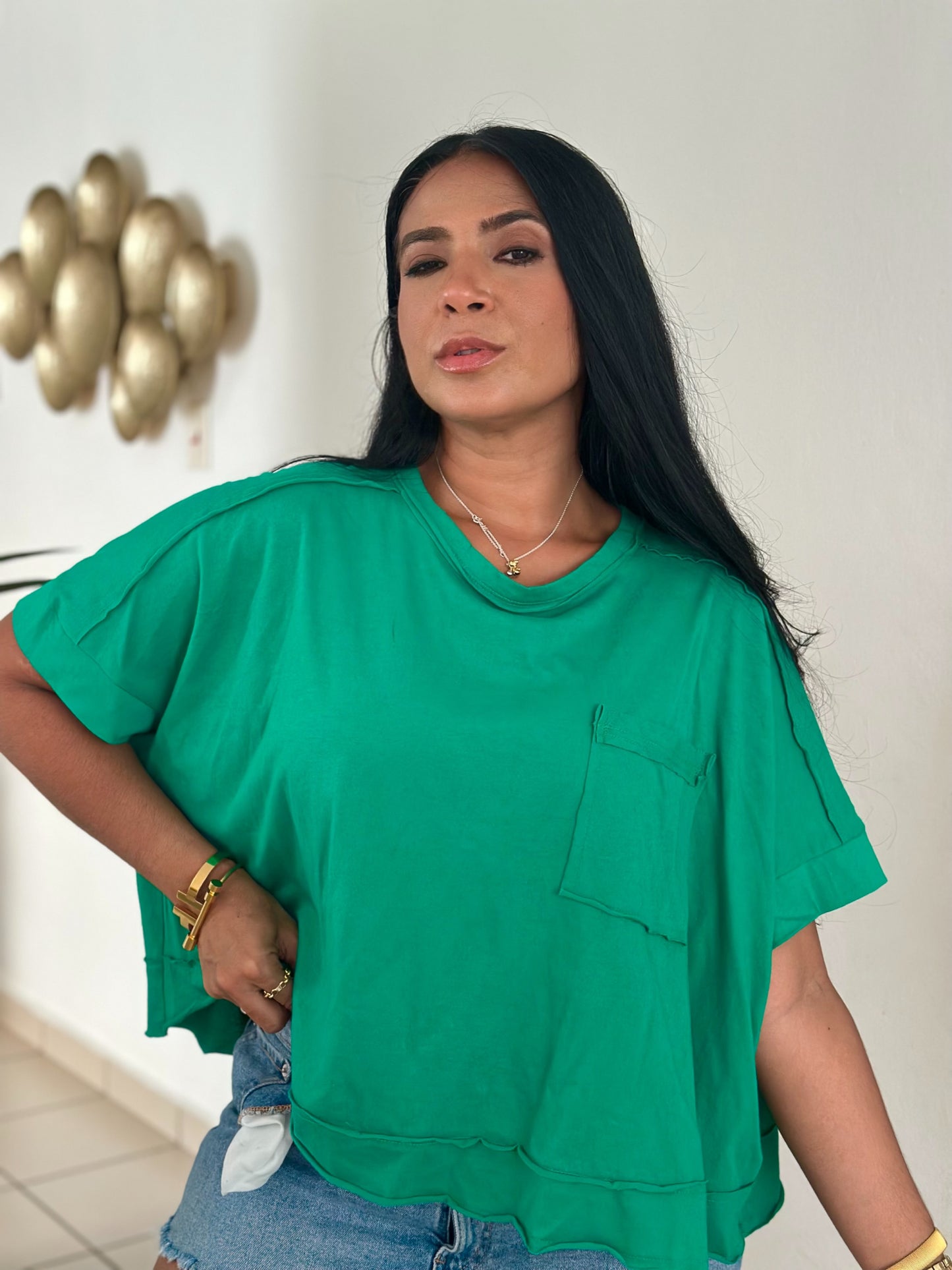 Bellas Green Oversized Top