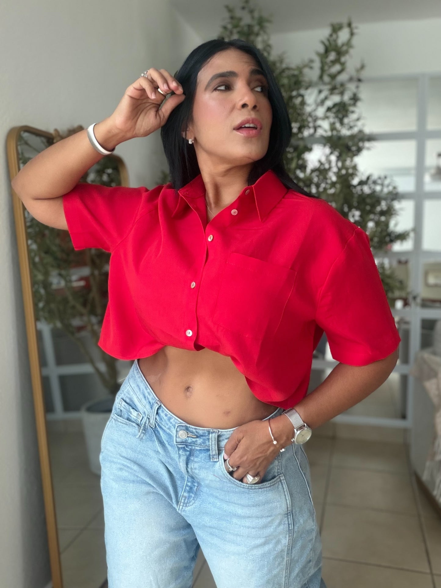 Mundial Choco Red Oversized Top