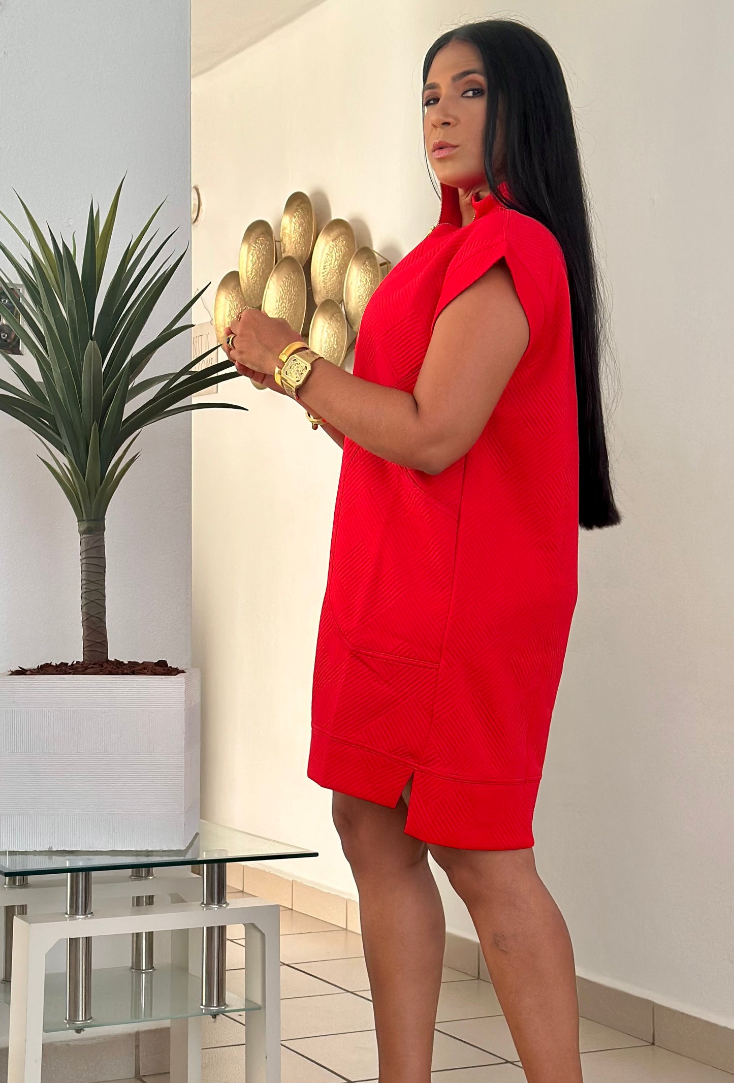Reinas Red Luxe Spandex Oversized Style Dress With Dress (lo amo!! Y lo amarás) Large sirve a Xlg también