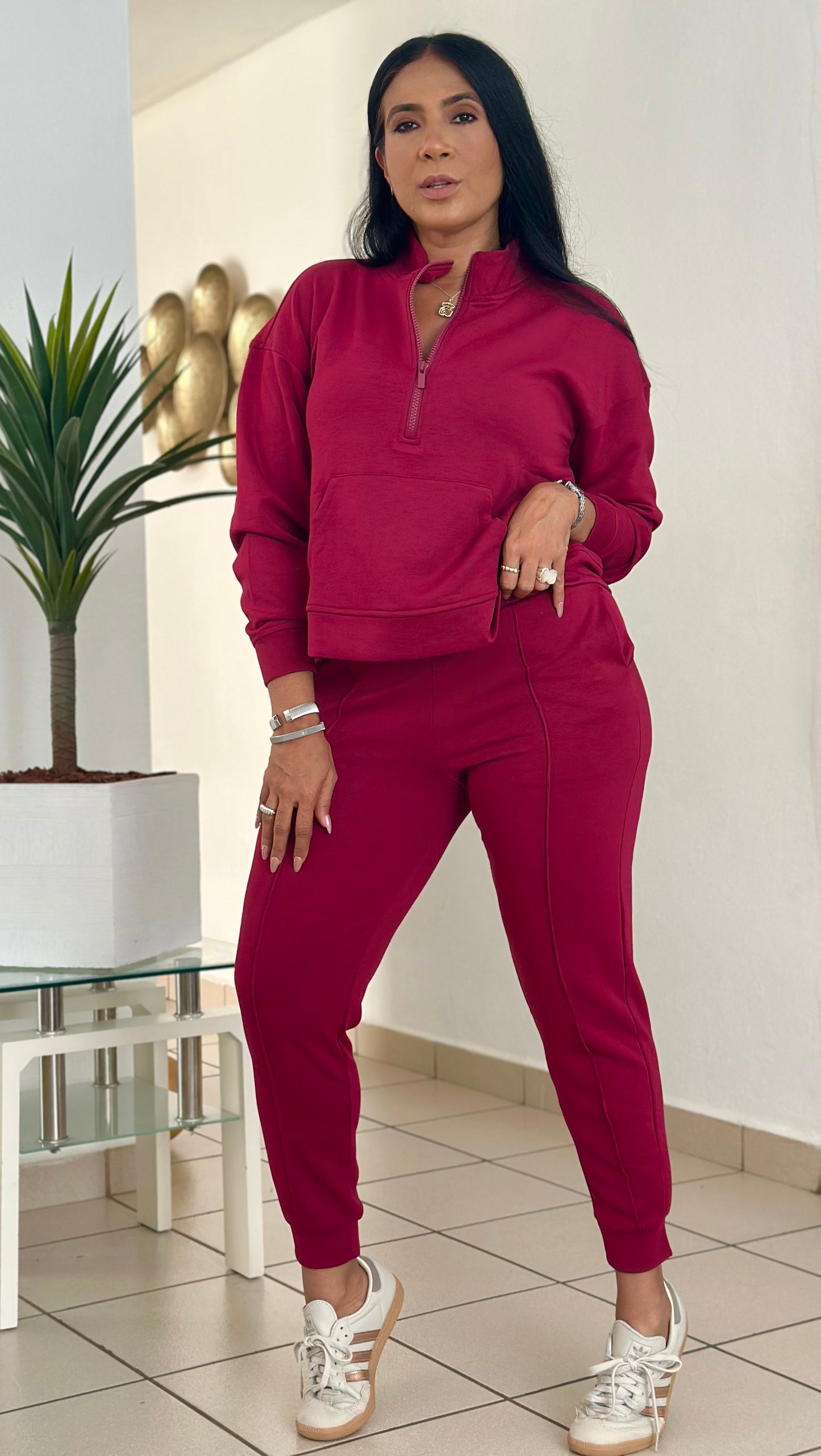 Pompeya Brasil Burgundy Spandex Jogger Set (Premium)