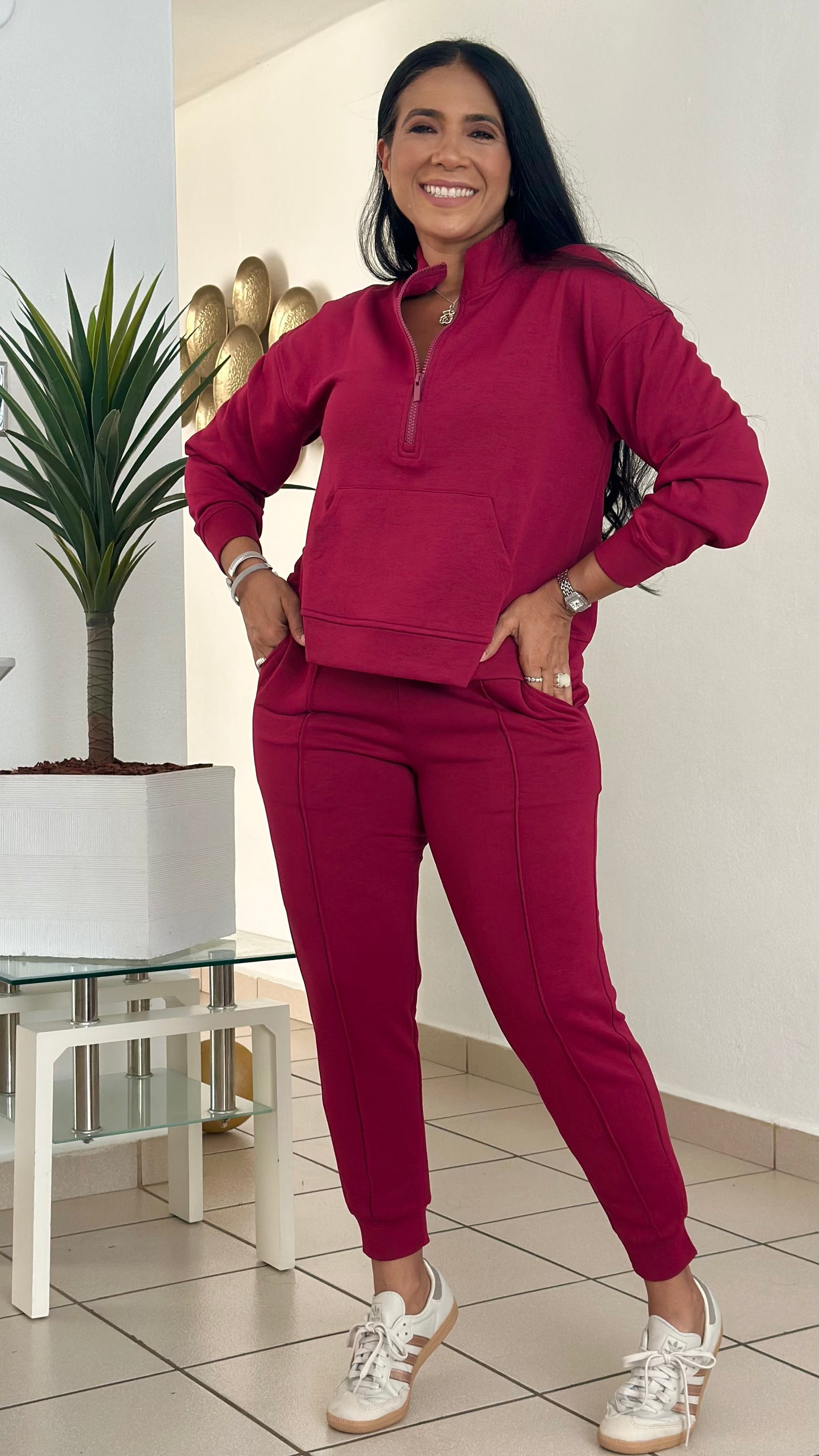 Pompeya Brasil Burgundy Spandex Jogger Set (Premium)