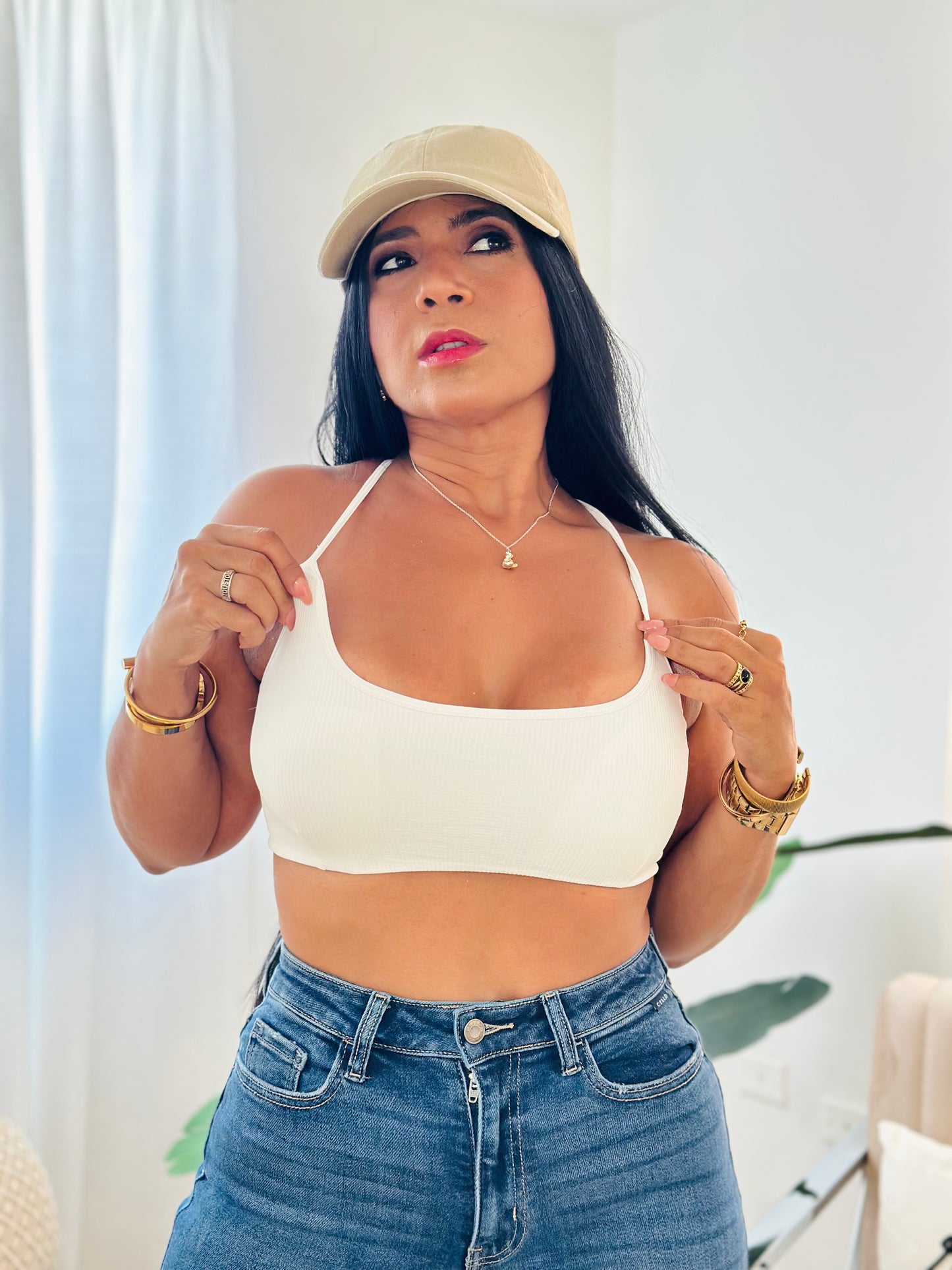White Spandex Crop Basic (tiene pads incluido)