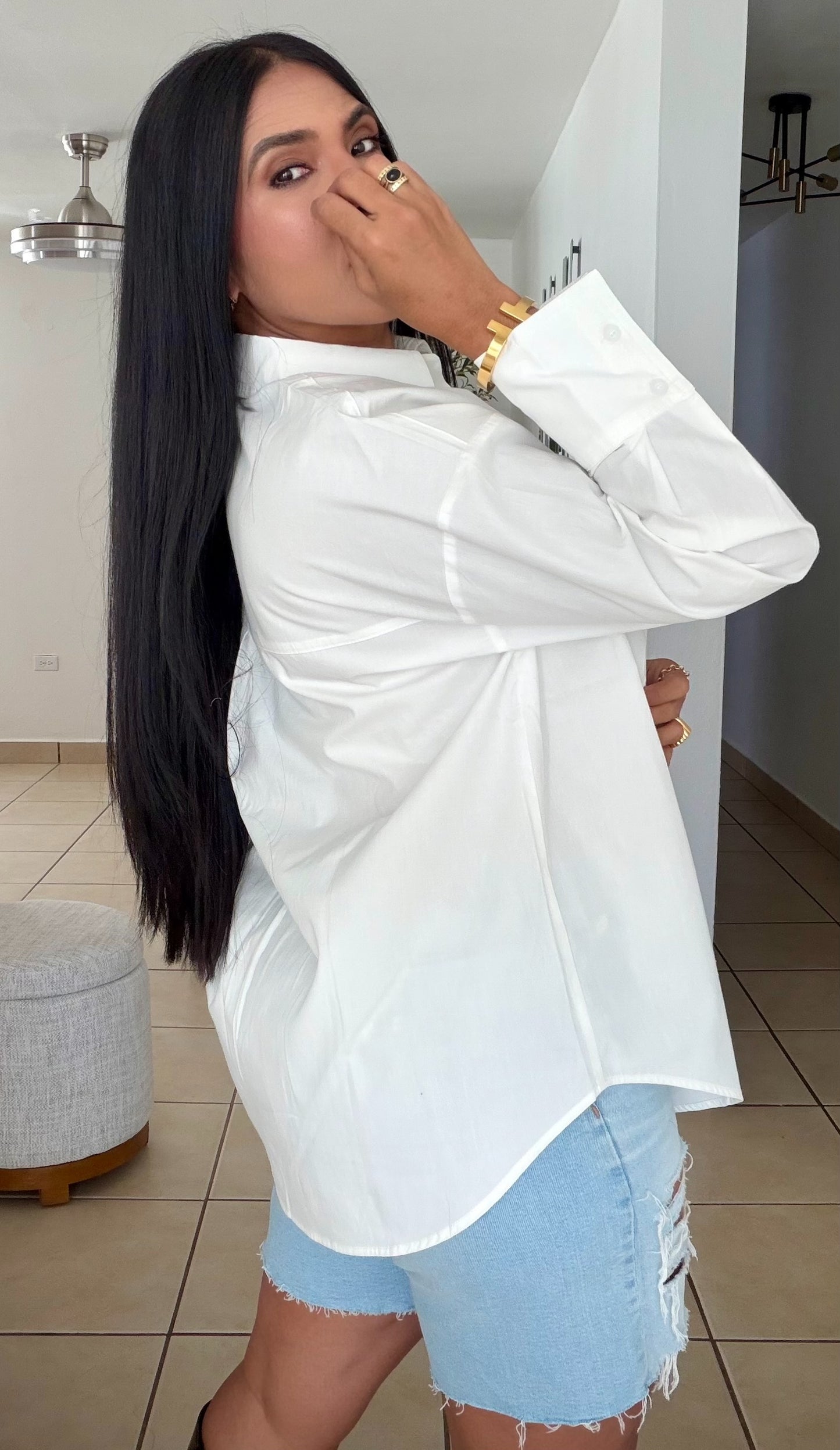 “Zura” Luxe White Oversized 100% Cotton Oversized Blouse