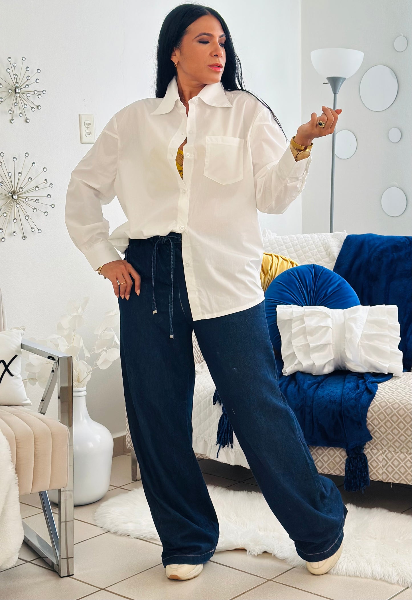 Sevilla White Luxe Oversized Blusón