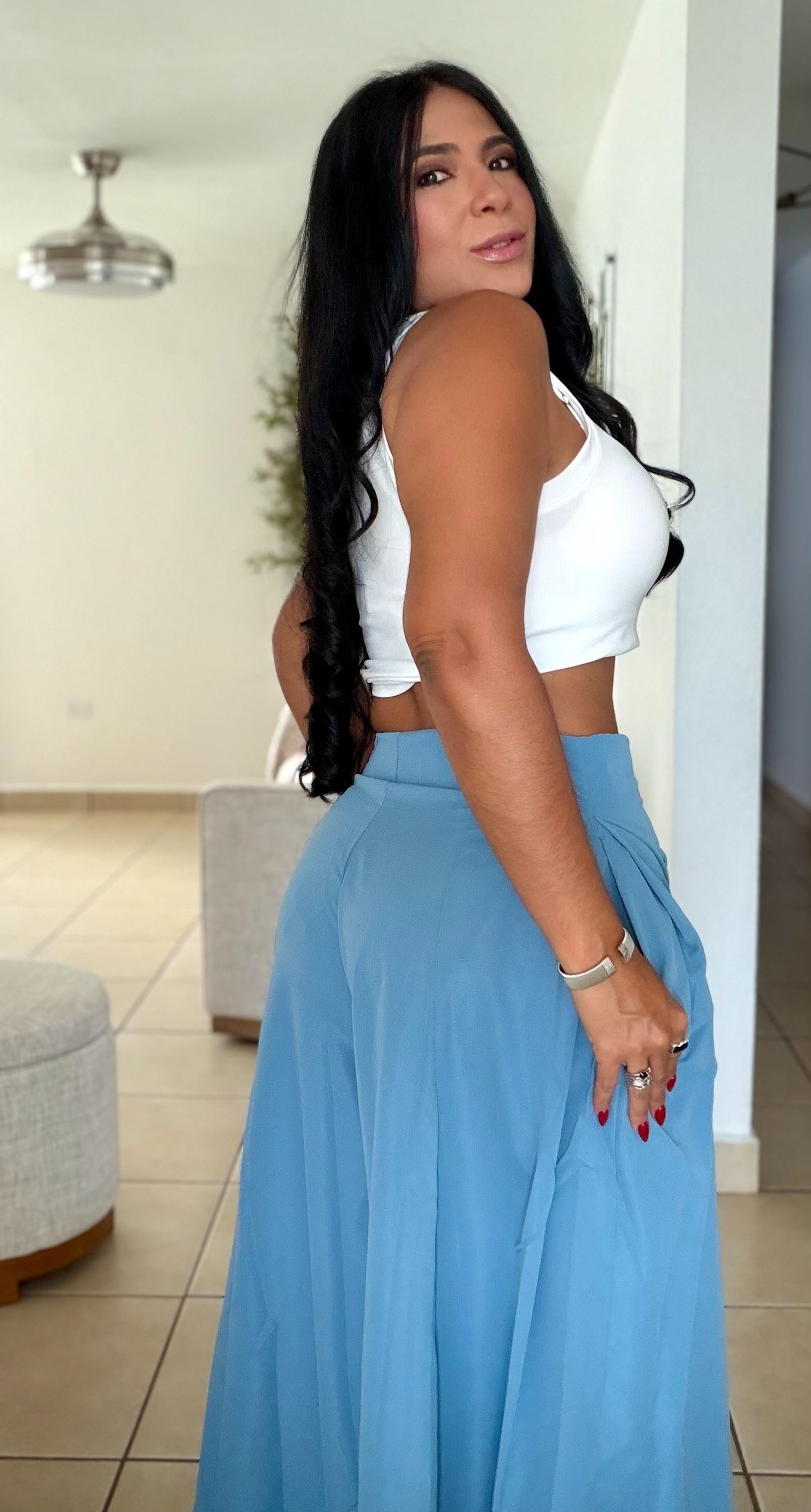 Airport Glam Blue Wide Leg Oversized Pants (tiene bolsillos) único color (PRE ORDEN)