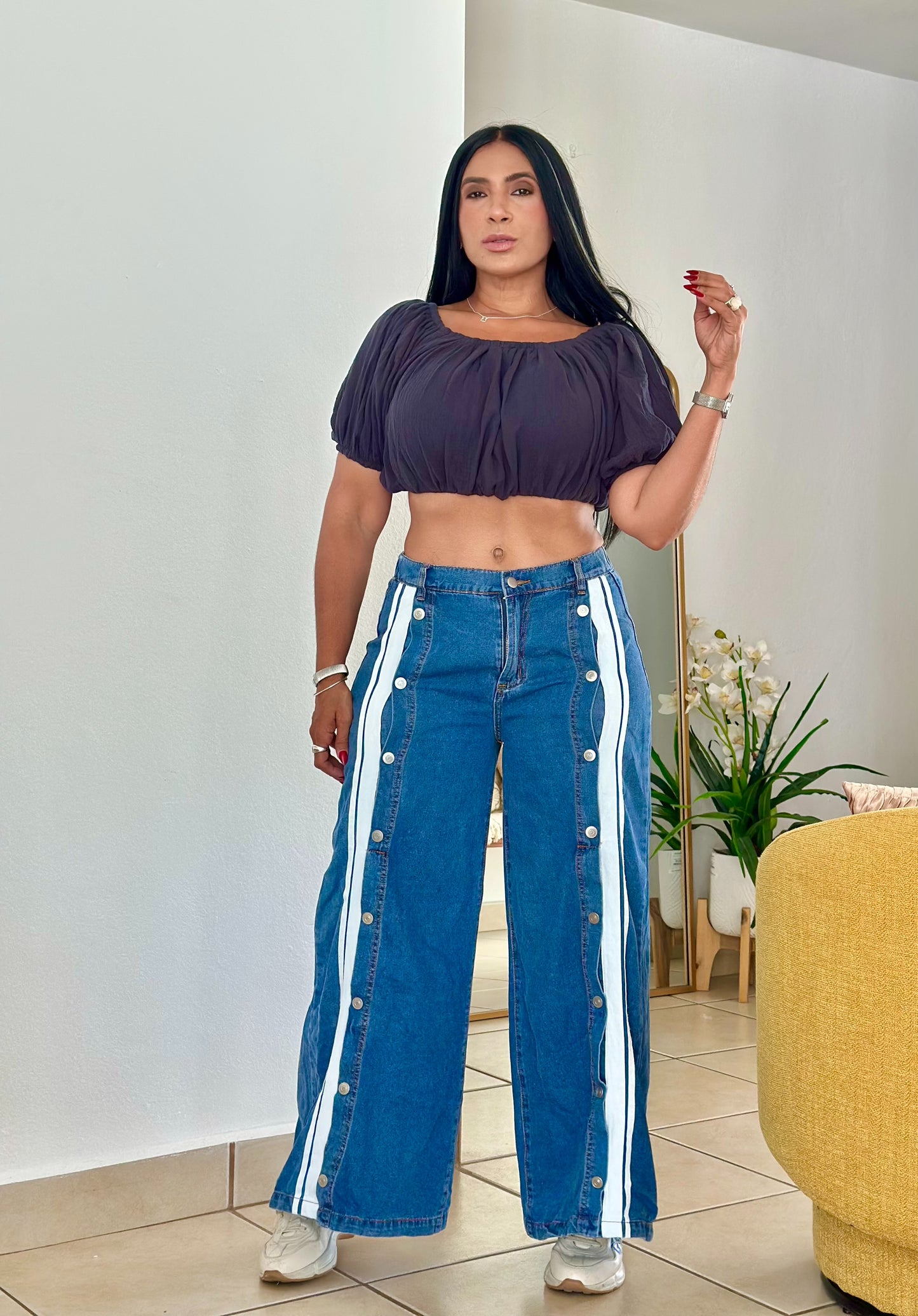 Posianna Oversized Spandex Wide Leg Jeans