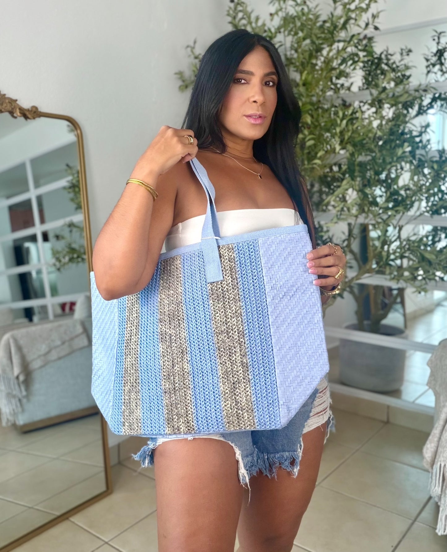 Luxe Blue XLarge Tote Bag
