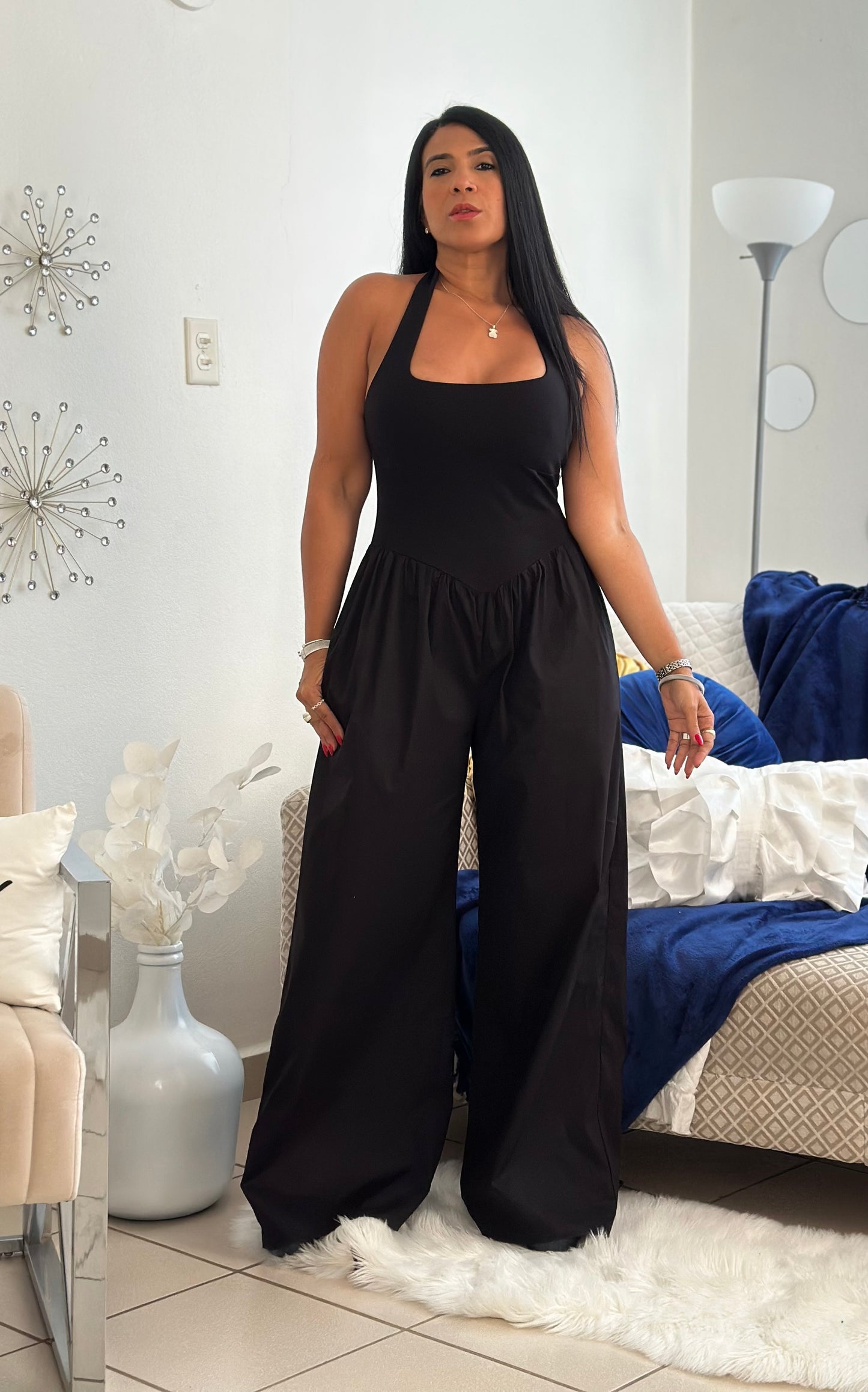 “Indira” Black Mega Spandex Jumpsuit