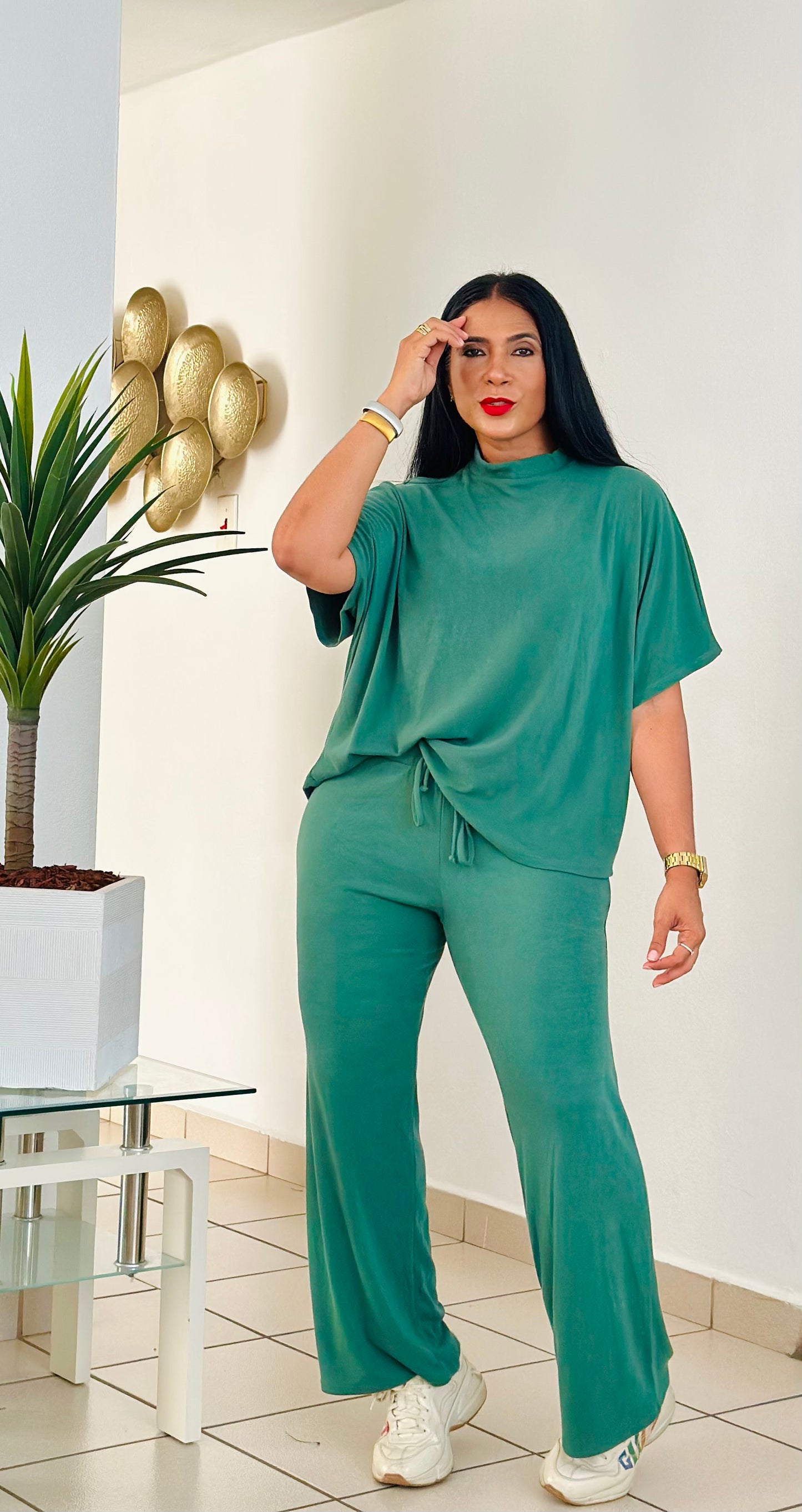 Hunter Green Oversized Travel Set Cotton Spandex Premium (para todo el año)