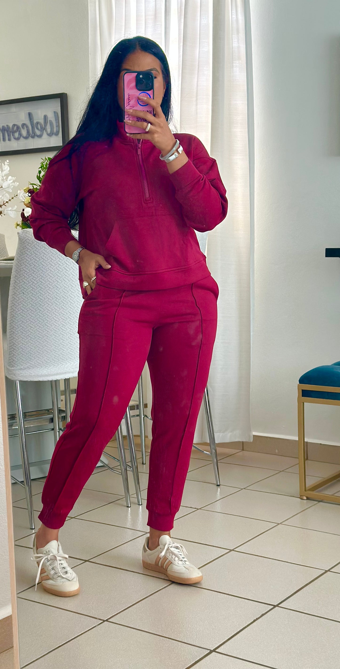 Pompeya Brasil Burgundy Spandex Jogger Set (Premium)