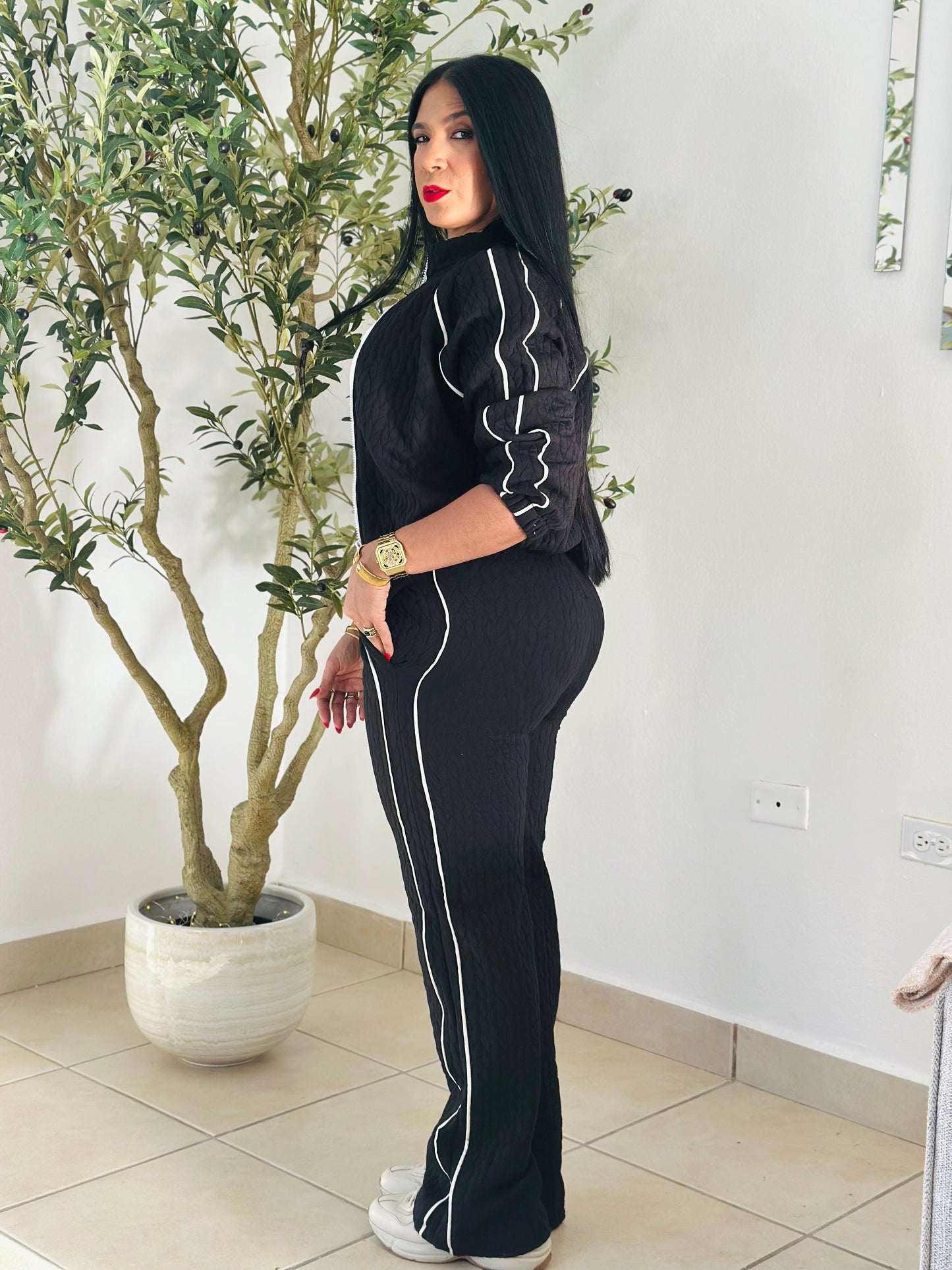 Oasis Black Luxe Spandex Pants and Travel Set (tiene bolsillos, mega cómodo y único color)