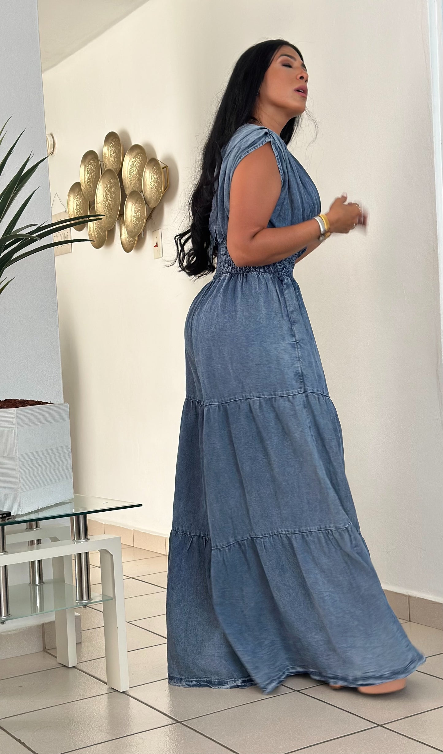 De Lujo Oversized Spandex DENIM Blue Jumpsuit (Sumamente expandible. Puedes bajarle una talla) With Pockets