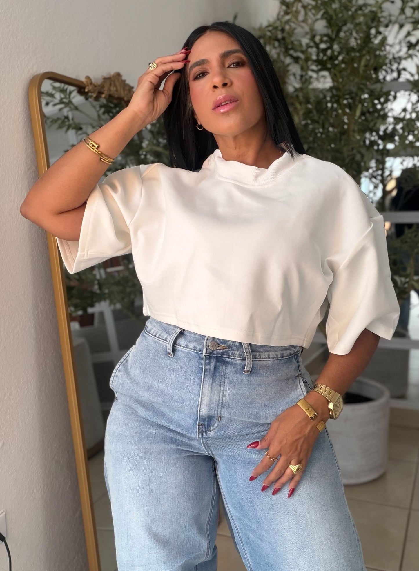 White Luxe Oversized Top