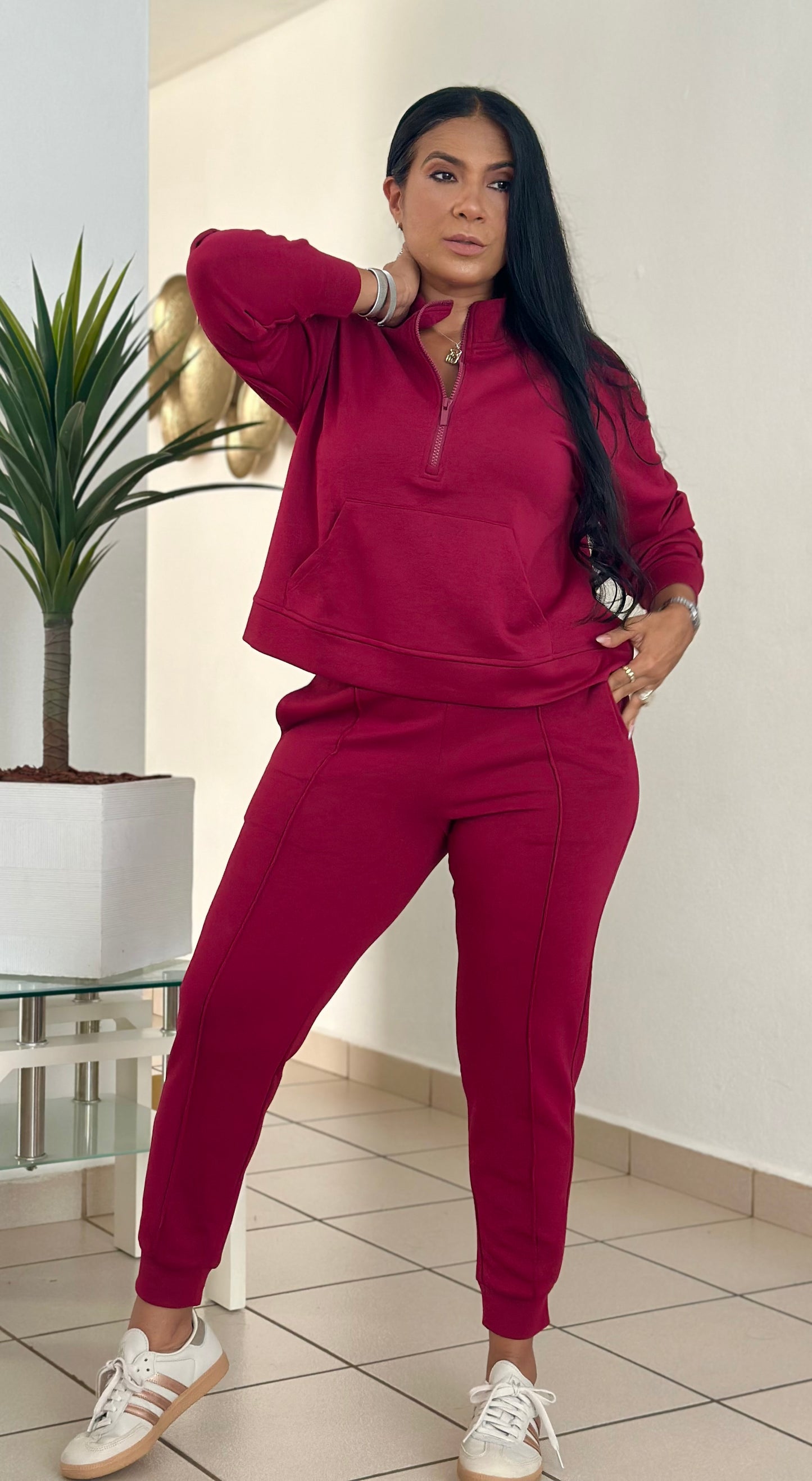 Pompeya Brasil Burgundy Spandex Jogger Set (Premium)