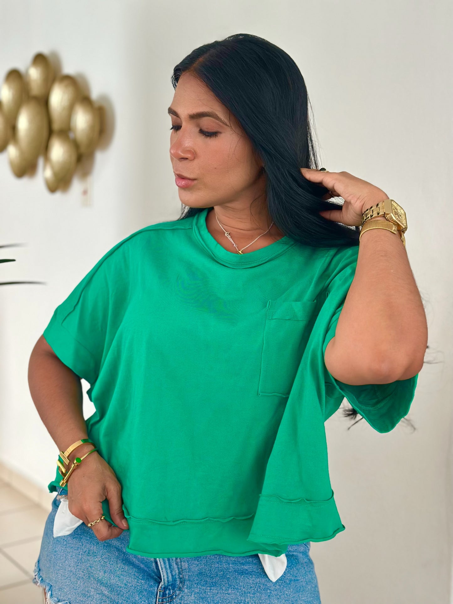 Bellas Green Oversized Top