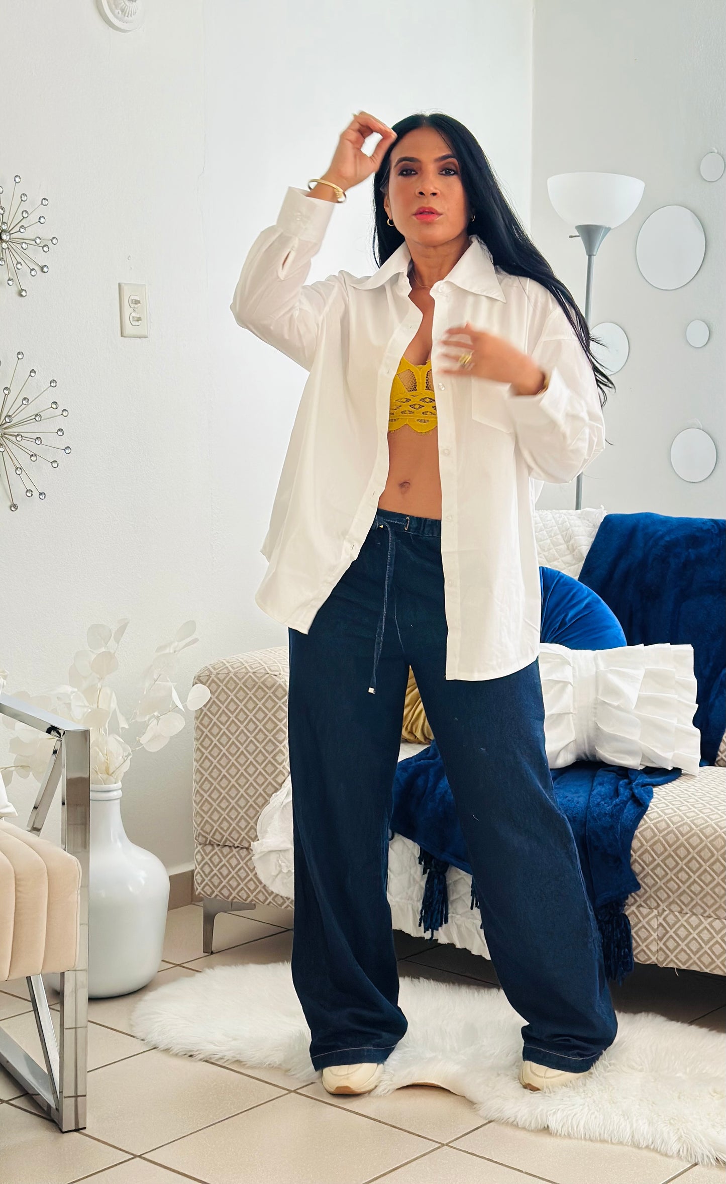 Sevilla White Luxe Oversized Blusón