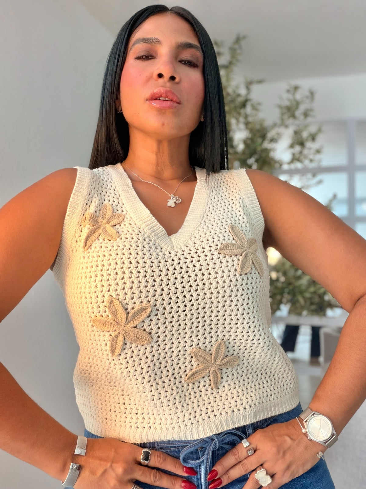 Estrellas Crochet Pretty Top Beige SOLD OUT GRACIAS