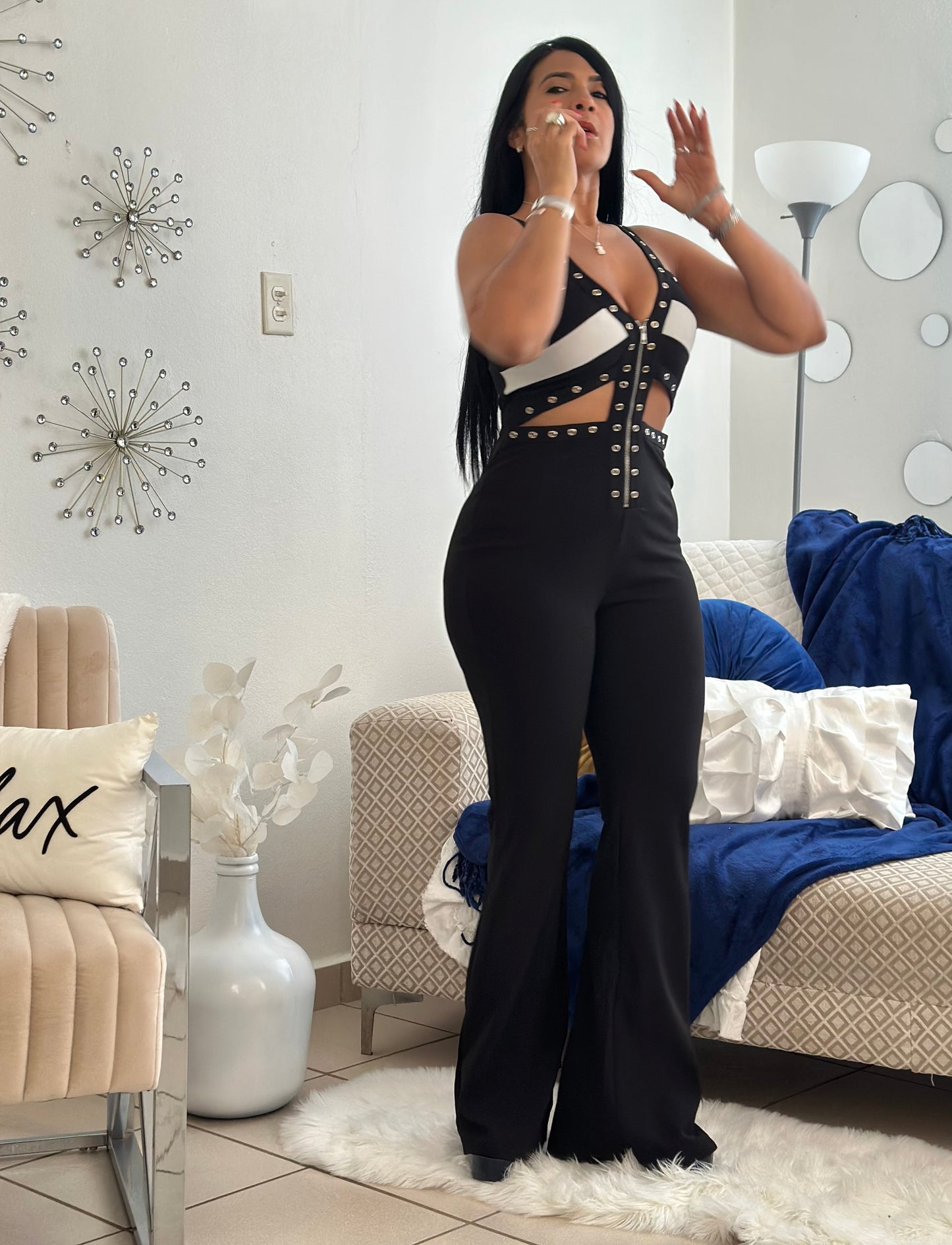 Day and Night Spandex Black Jumpsuit (Ajustable en manguillos y fácil de poner y de quitar)