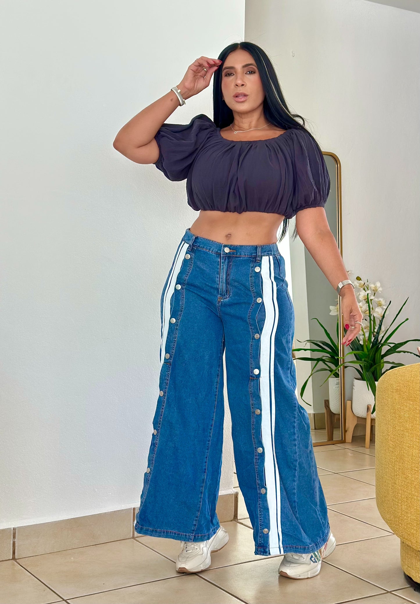 Posianna Oversized Spandex Wide Leg Jeans