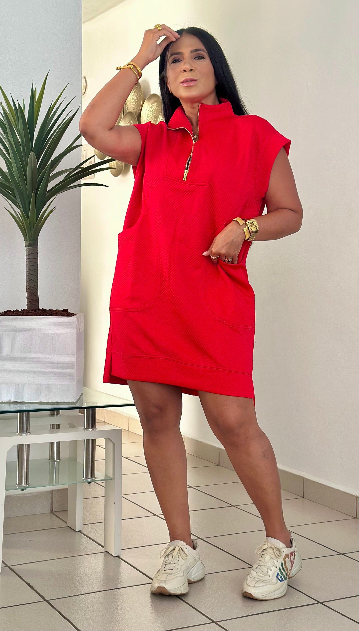 Reinas Red Luxe Spandex Oversized Style Dress With Dress (lo amo!! Y lo amarás) Large sirve a Xlg también