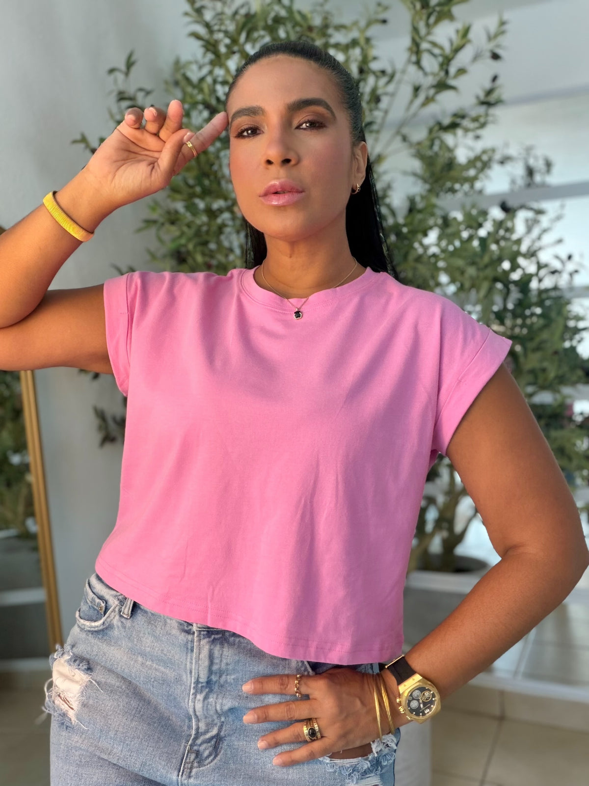 Rosa Pink Blacky Black (color rosa) Oversized Top Basic