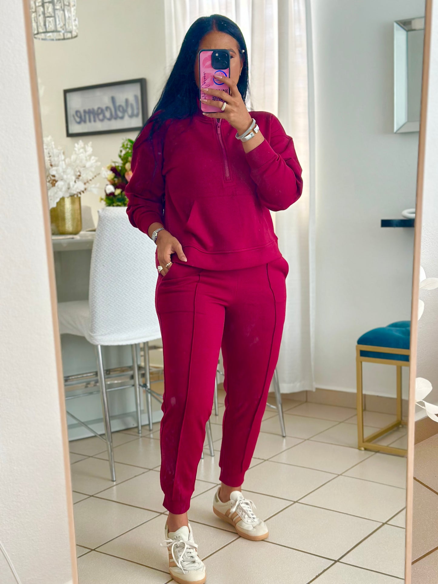 Pompeya Brasil Burgundy Spandex Jogger Set (Premium)