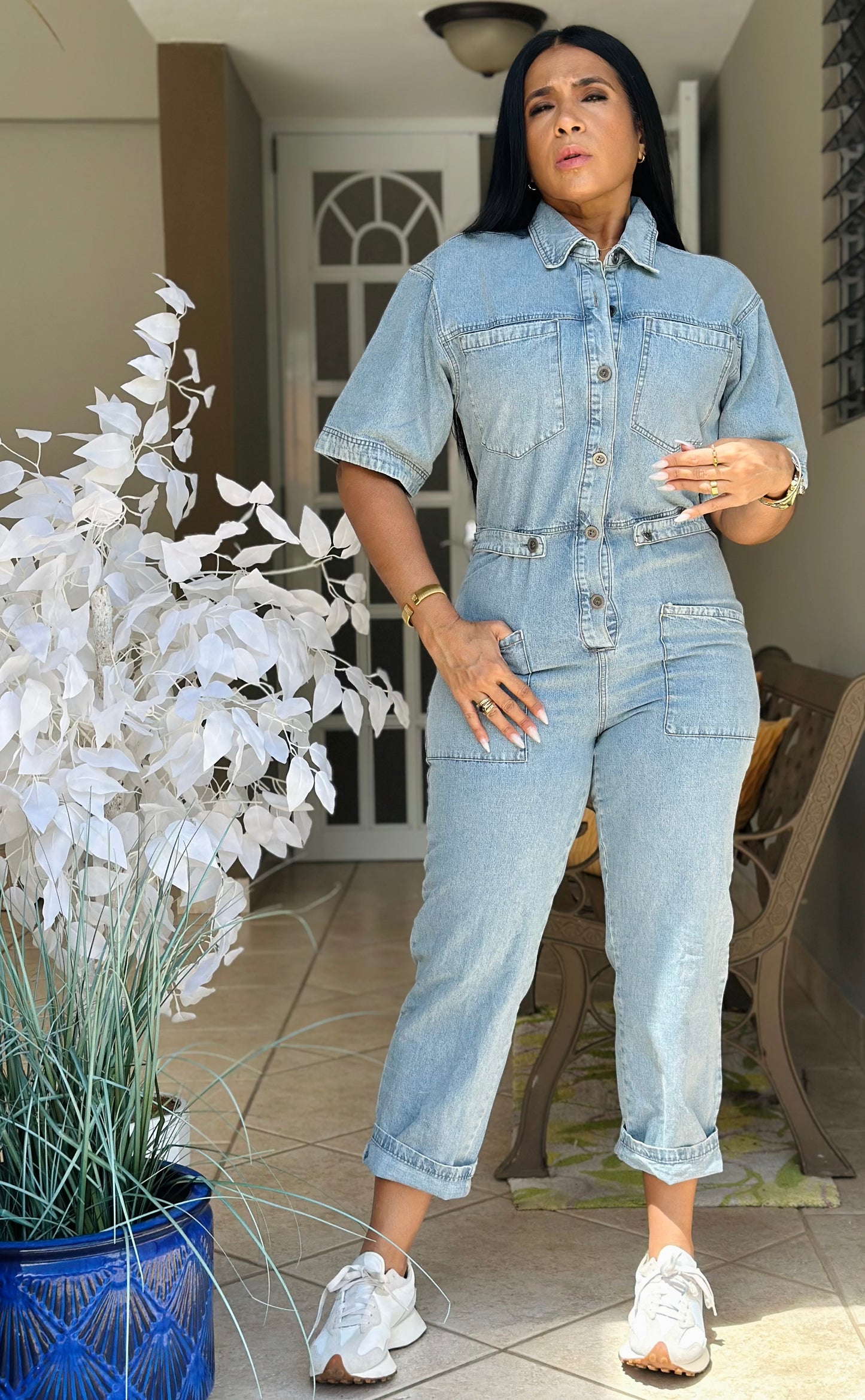 Light Denim Trend Jumpsuit with pockets