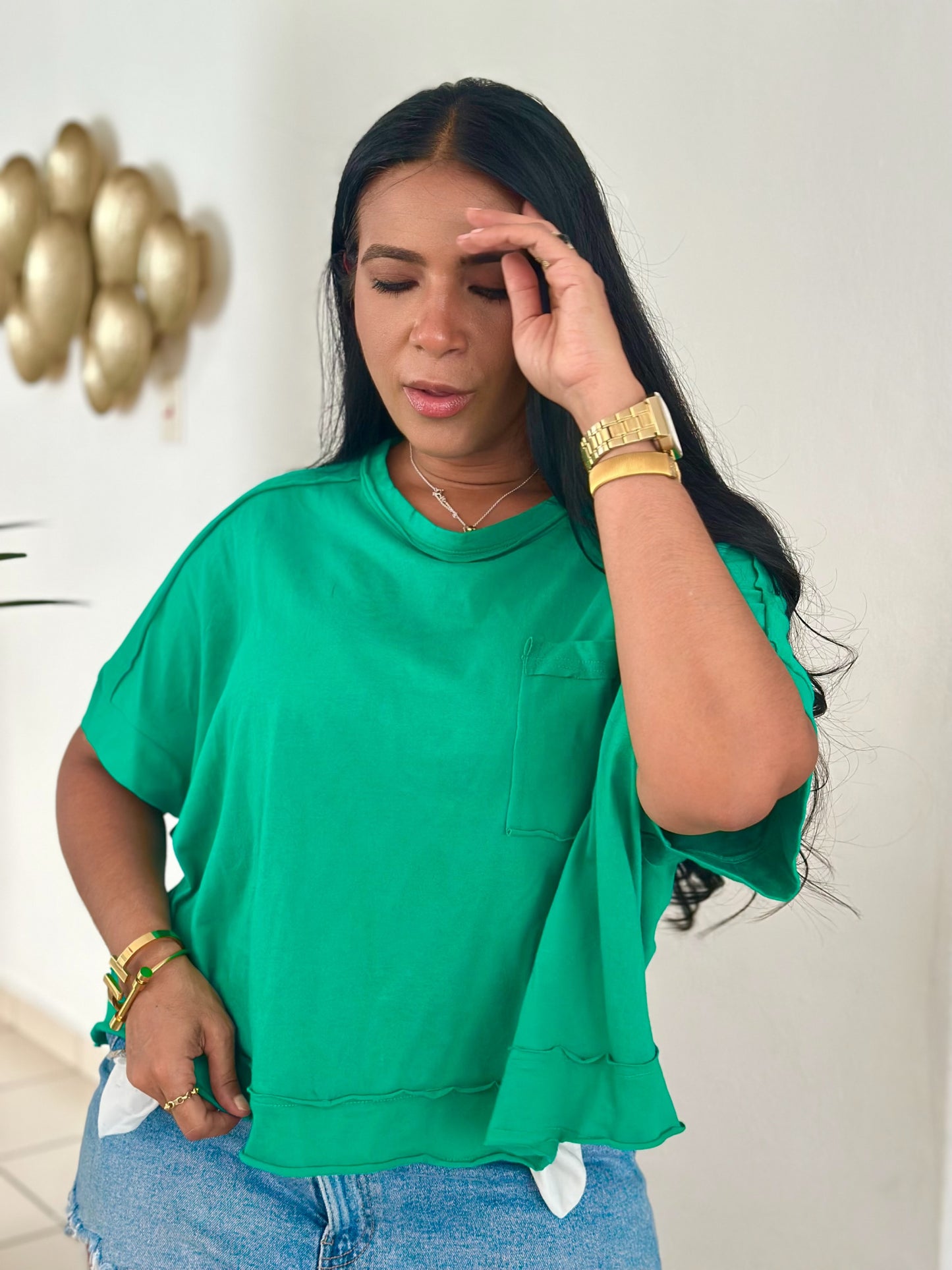 Bellas Green Oversized Top