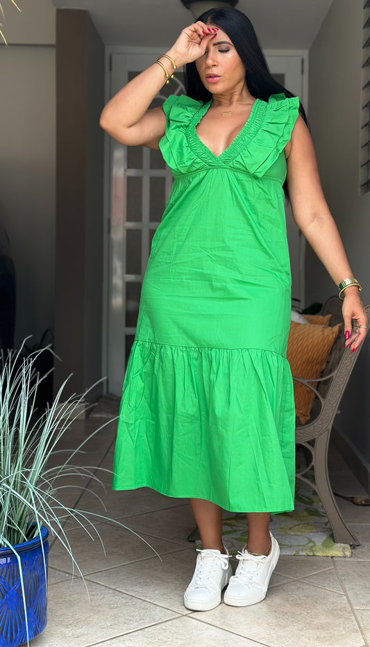 Alié Green Gorgeous Midi Dress Spandex