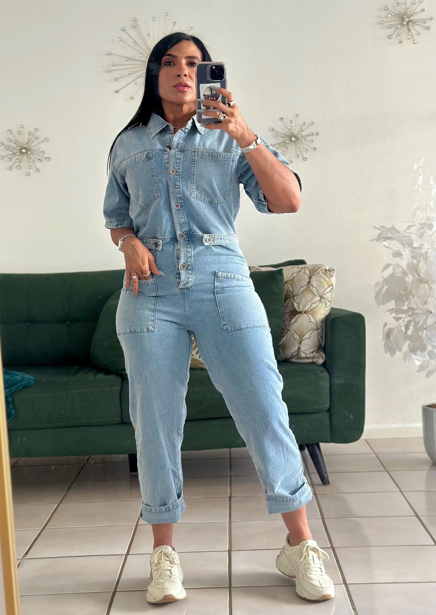 Light Denim Trend Jumpsuit with pockets
