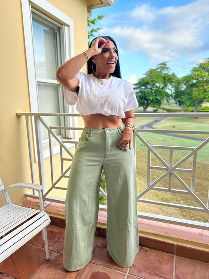 Divine Mega Spandex Wide Leg Trend Pants (Oversized) tiene bolsillos