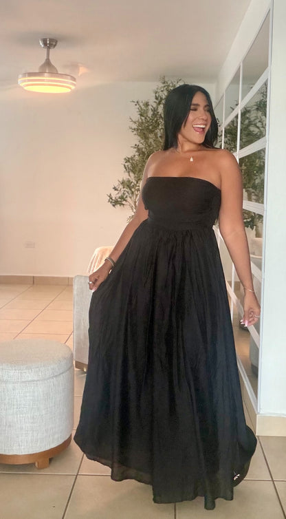 Gitana Boho Spandex Luxe Blacky Black Dress (no zipper ni botones. Sumamente spandex y cubridor total)SOLD