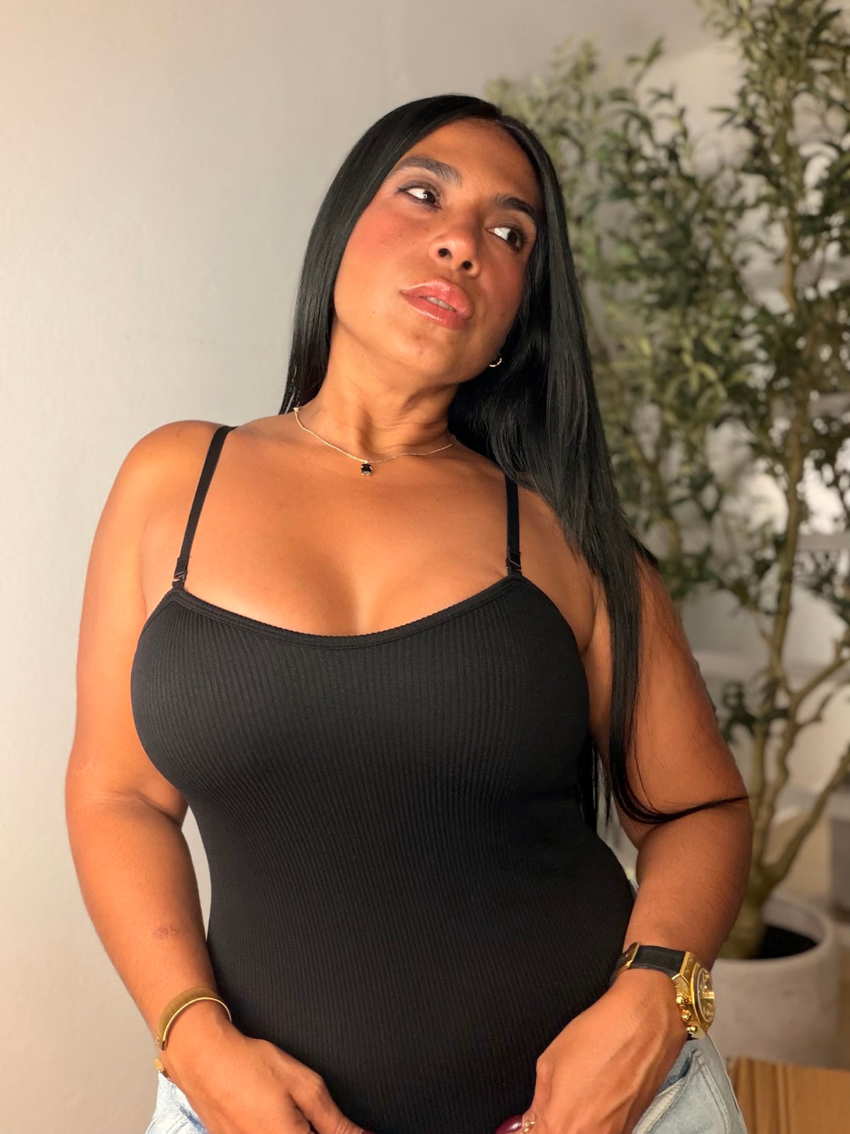 Black Bodysuit Spandex (tiras ajustables y removibles)