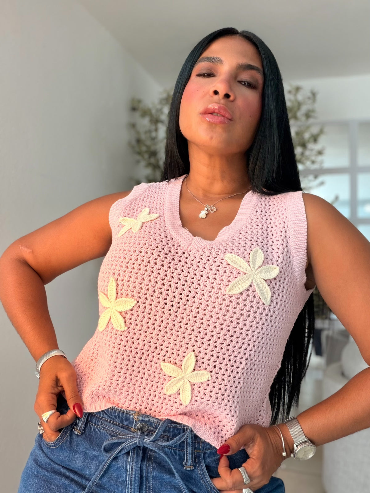 Estrellas Crochet Pretty Top Pink
