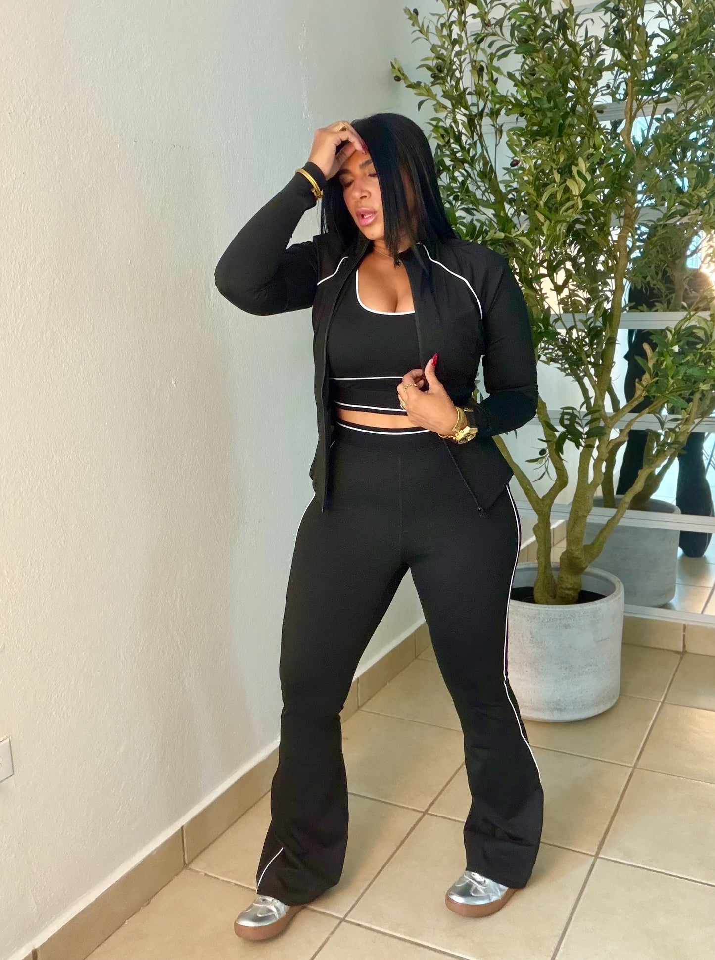 Gym o Diario Set! Mega Premium! Calidad Faja! Comprime todo!! Color black blacjy negro (3 piezas) Spandex Total Expandible (SOLD OUT GRACIAS)