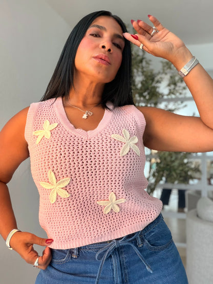 Estrellas Crochet Pretty Top Pink