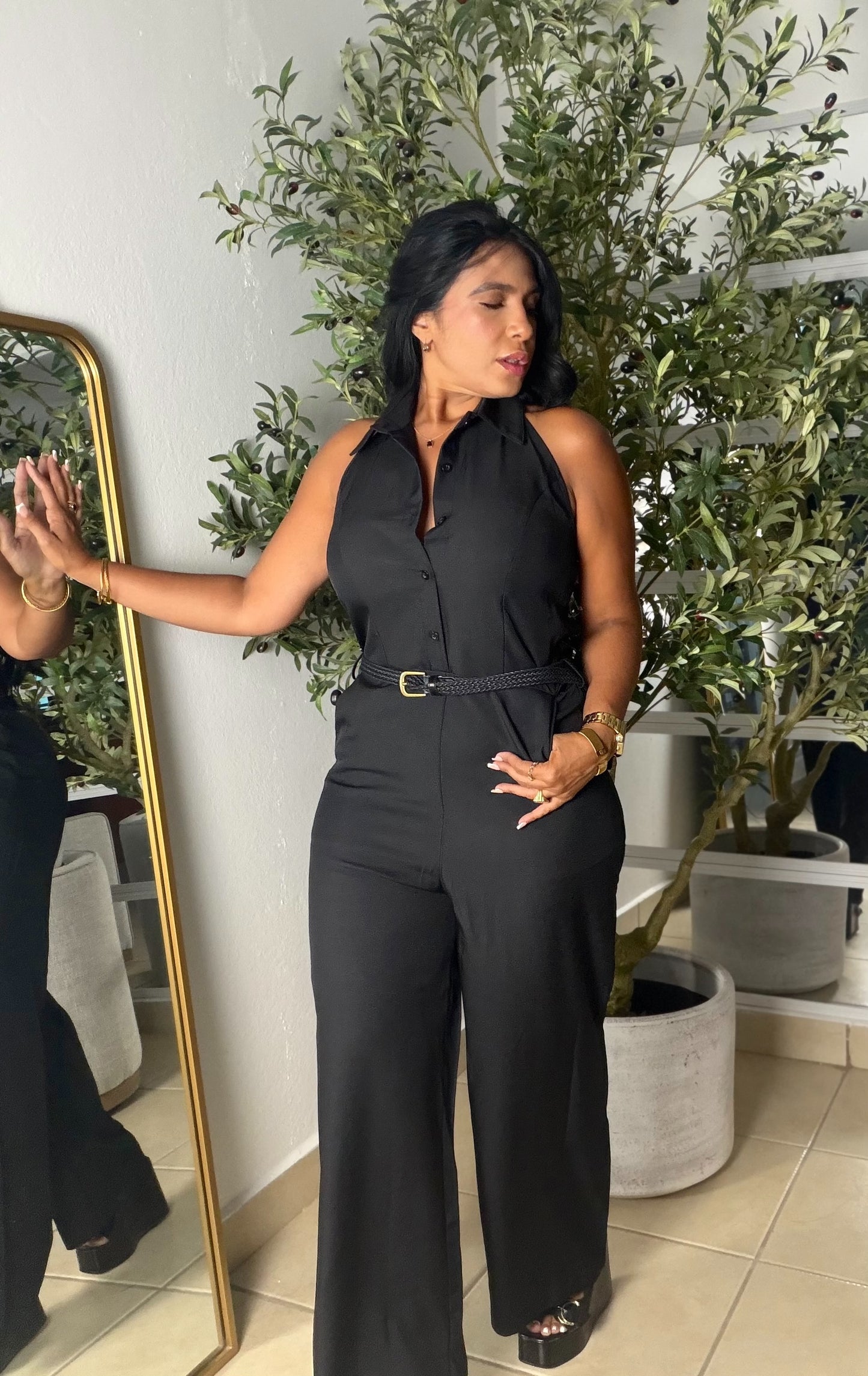 Mujeres Blacky Bien Spandex Jumpsuit (incluye correa) small me queda grande) color negro (SOLD OUT GRACIAS)