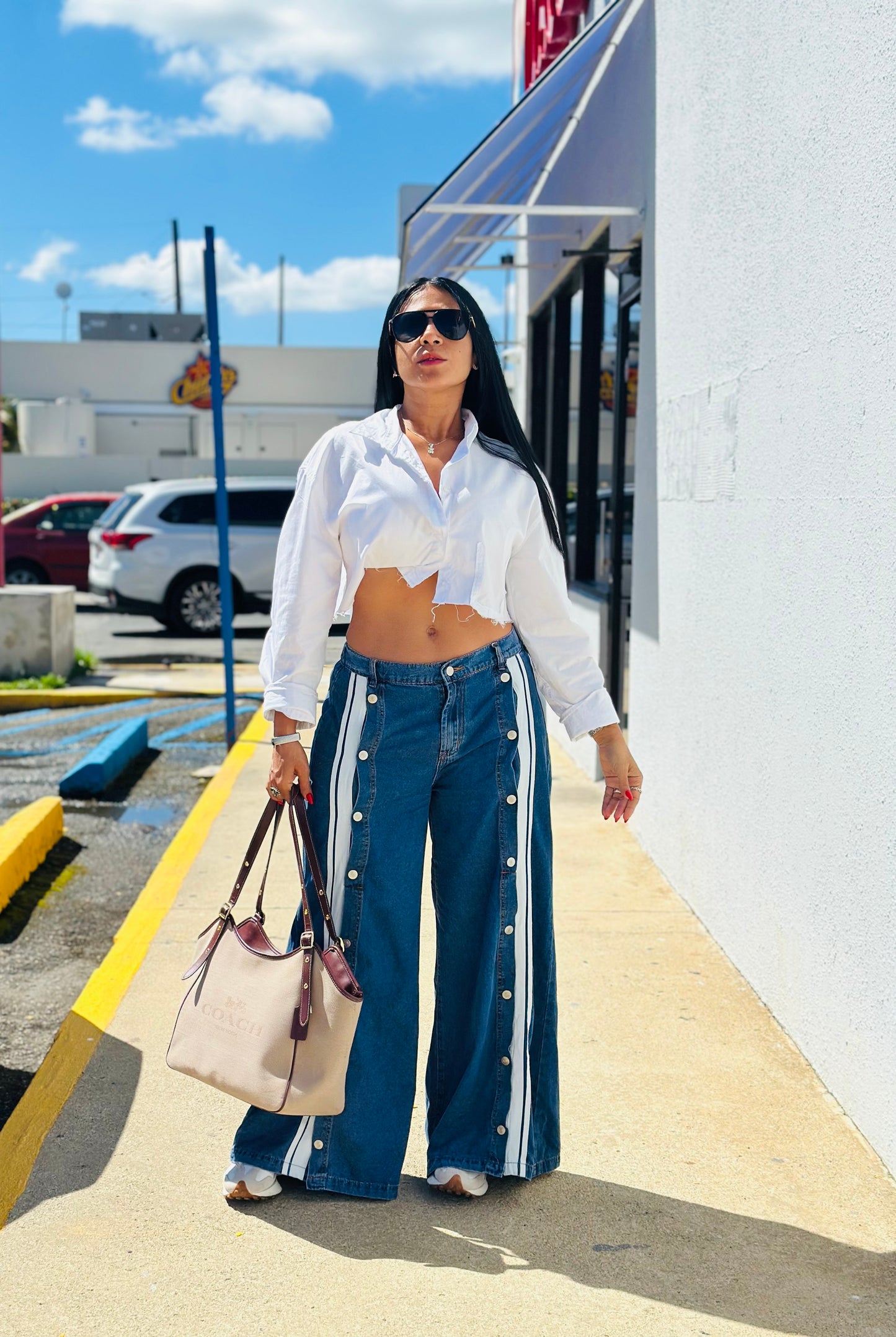 Posianna Oversized Spandex Wide Leg Jeans
