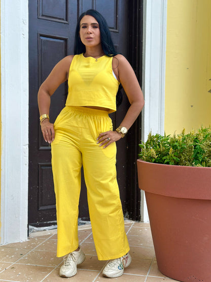 Jireh Yellow Linen Pants Set