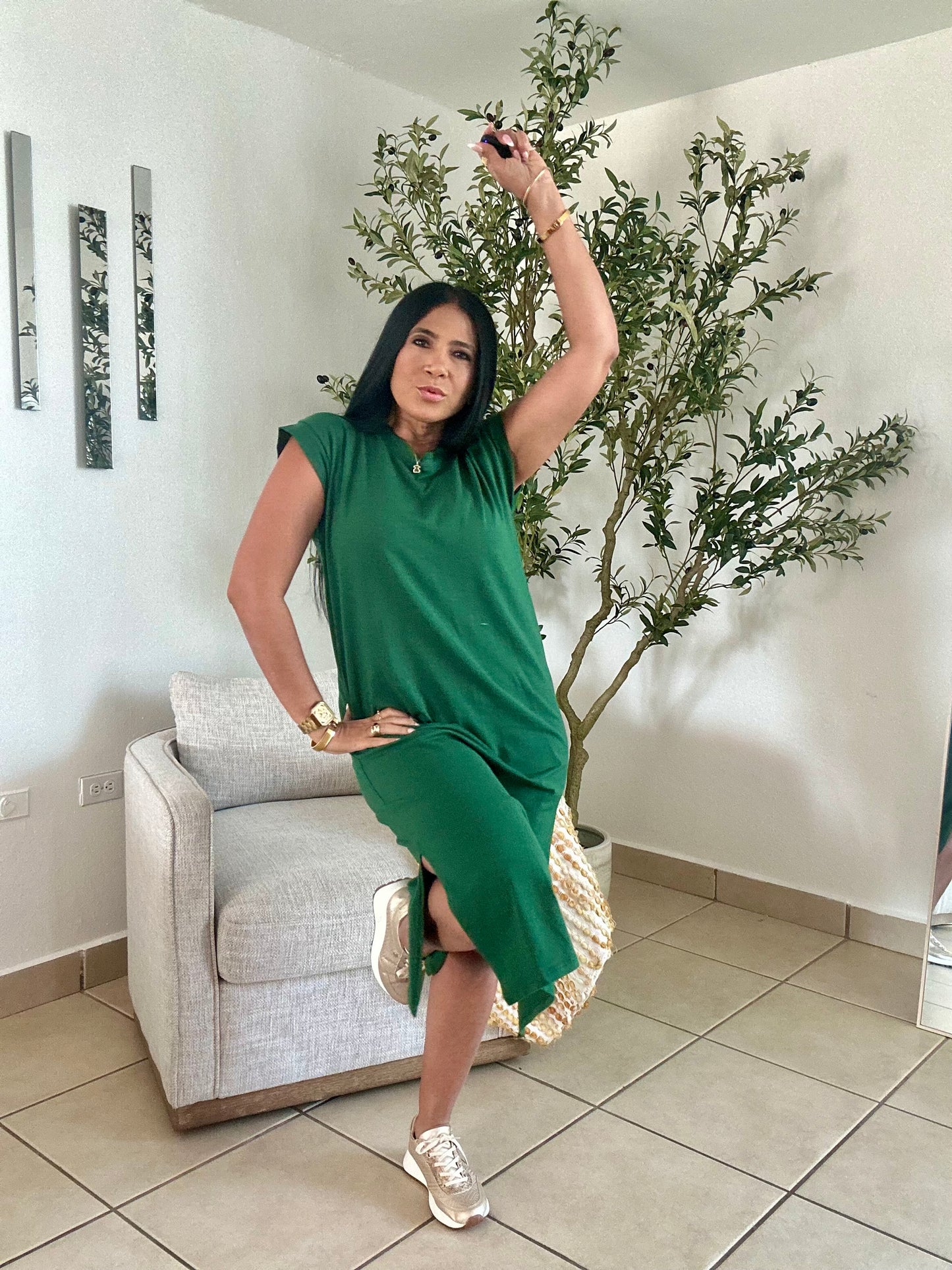 Hunter Green Midi Dress