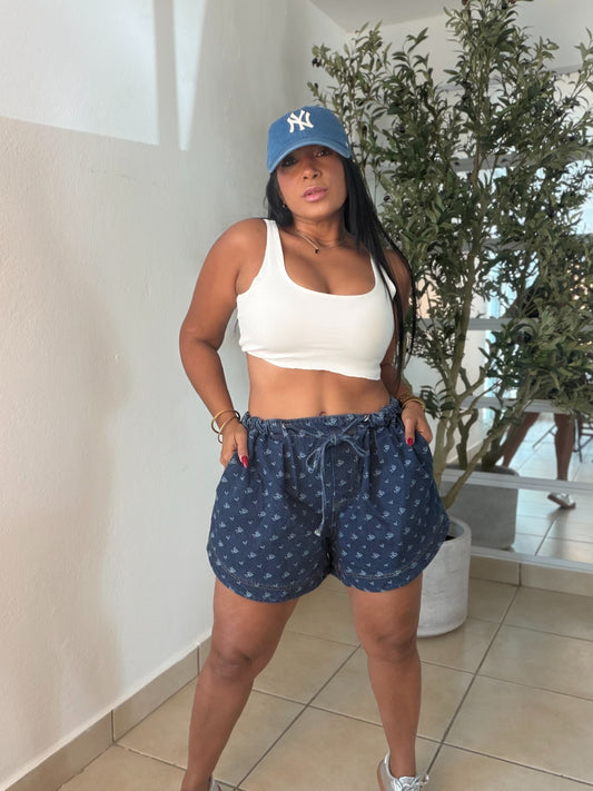 Mìrame Dark Denim Blue Luxe Baggy Spandex!! Shorts mahòn (tiene bolsillos)
