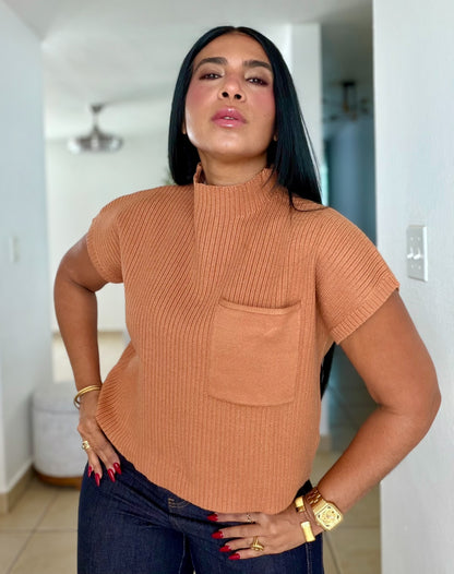 Avas Beige Camel Oversized Spandex Luxe Top (mega còmoda y fresquesita) color crema camel