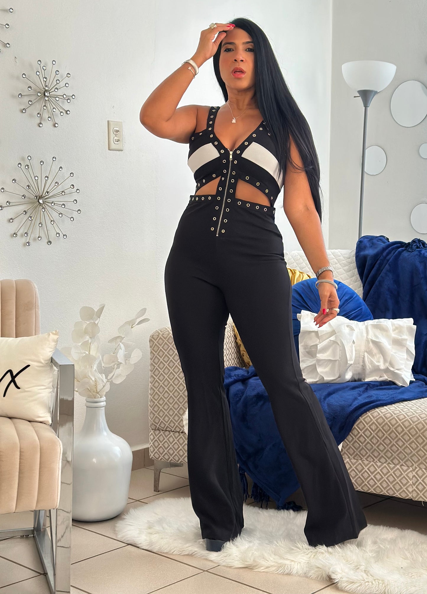 Day and Night Spandex Black Jumpsuit (Ajustable en manguillos y fácil de poner y de quitar)