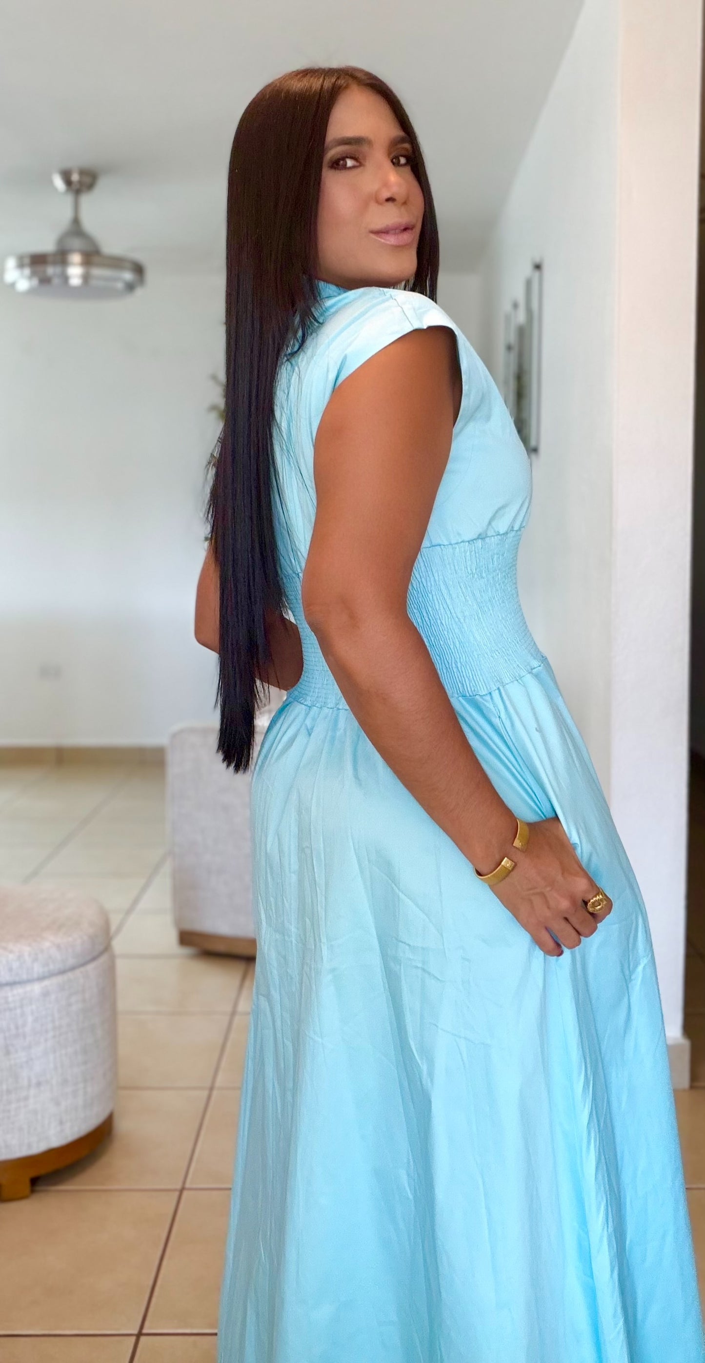 Blue Celeste So Spandex Luxe Maxi Dress (tiene bolsillos) una belleza infinita