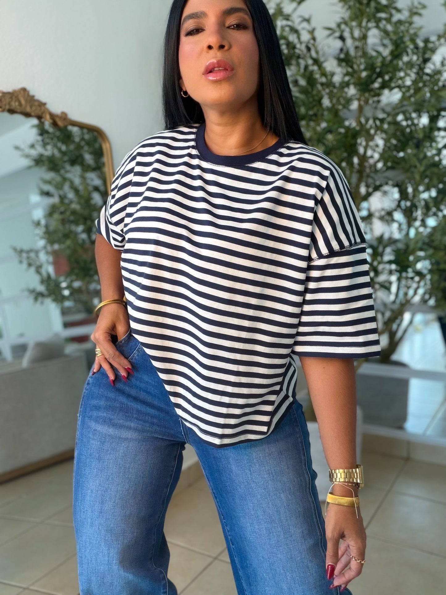Naútico Navy Blue Striped Oversized Top (SOLD OUT GRACIAS)